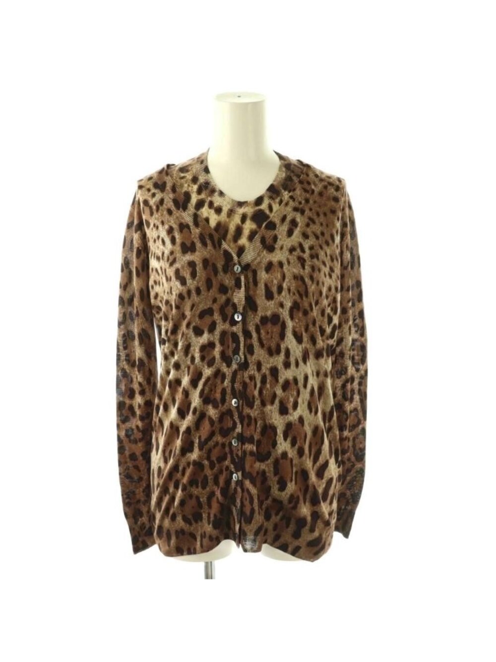 Dolce & Gabbana Knit Ensemble Cardigan Pullover Animal Pattern 36 38 Brown DF